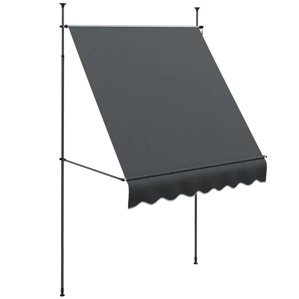 Outsunny Parasolar Manual Retractabil cu Manivela 200x120x210-300 cm cu Inaltime Ajustabila Impermeabil si Anti-UV Gri Inchis | Aosom Romania