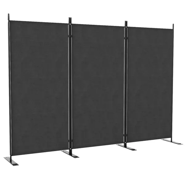 Outsunny Paravan de Exterior cu 3 Panouri Pliabile și Picioare Late, 252x44x176 cm, Gri Închis | Aosom Romania
