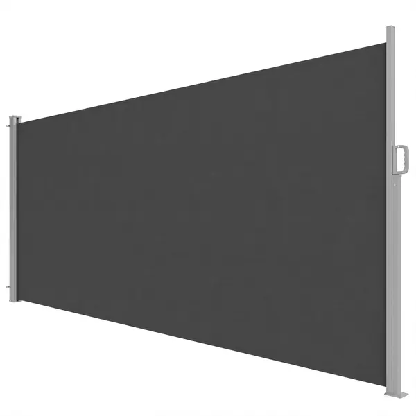 Outsunny Paravan Lateral Retractabil Impermeabil și UV50+, din Aluminiu, Oțel și Poliester, 420x185 cm, Gri Închis | Aosom Romania