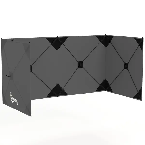 Outsunny Paravan pliabil pentru camping, paravan de intimitate cu cordoane de ancorare, cârlige pentru sol, geantă de transport pentru camping, grădină 480 x 120 cm Gri închis | Aosom Romania