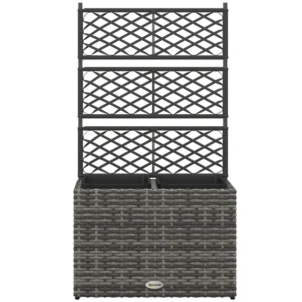 Outsunny Pat de Flori Autoportant cu Două Cutii pentru Plante, Ideal pentru Grădină, Design Modern, 57x30x107cm, Mixt Gri | Aosom Romania