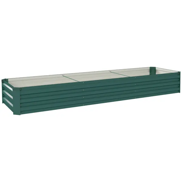 Outsunny Pat de grădină dreptunghiular, pat de grădină ridicat din oțel galvanizat, fund deschis, 240 x 60 x 30 cm, verde | Aosom Romania