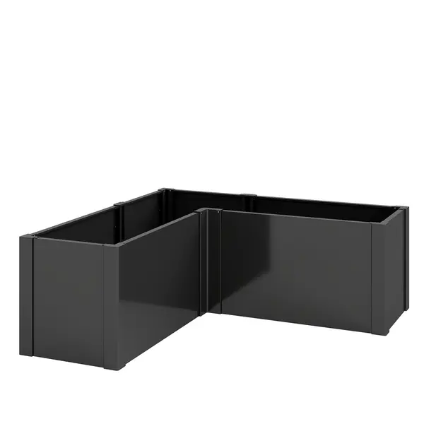 Outsunny Pat înălțat în formă de L pentru flori, rezistent la intemperii, pat de plantare/seră timpurie din oțel zincat 150 x 150 x 55 cm Negru | Aosom Romania
