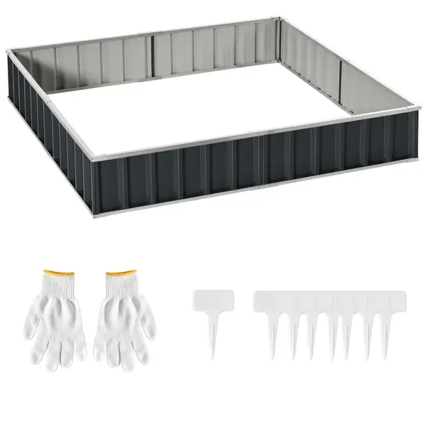 Outsunny Pat Modular Suprainălțat pentru Legume, Structură din Oțel Zincat, Ideal pentru Plante și Ierburi, 258x90x30 cm, Gri Inchis | Aosom Romania