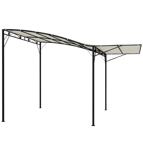 Outsunny Pavilion cu extensie de acoperiș pliabil, rezistent la intemperii 3 x 2,5 m Alb-crem | Aosom Romania