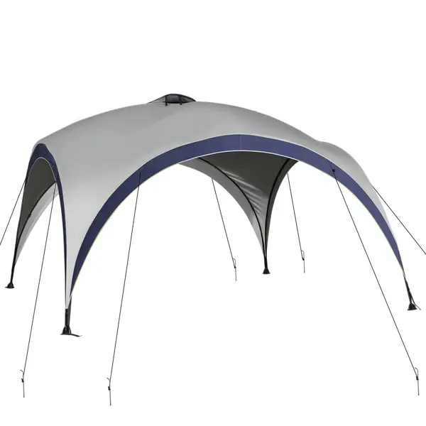 Outsunny Pavilion grădină Gartenzelt cort de petrecere cort de soare rezistent la intemperii, stalp metal + poliester crem + albastru 4 x 4 x 2,5 m | Aosom Romania
