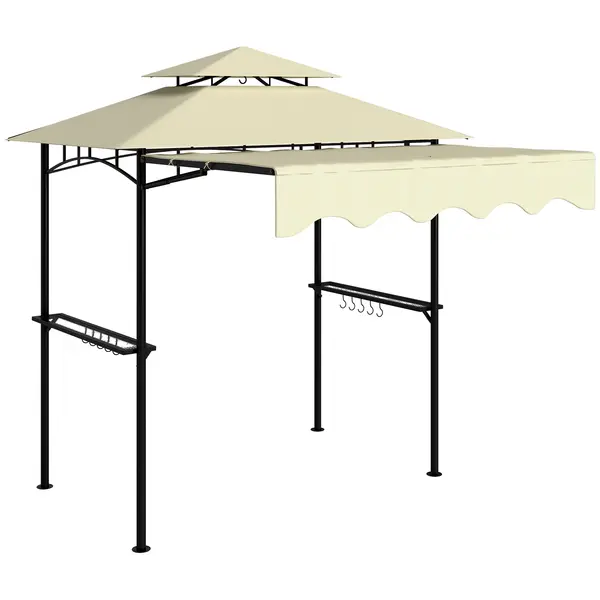Outsunny Pavilion grătar 242x149x248 cm rezistent la apă ignifug pavilion de grădină cu acoperiș dublu Bej | Aosom Romania