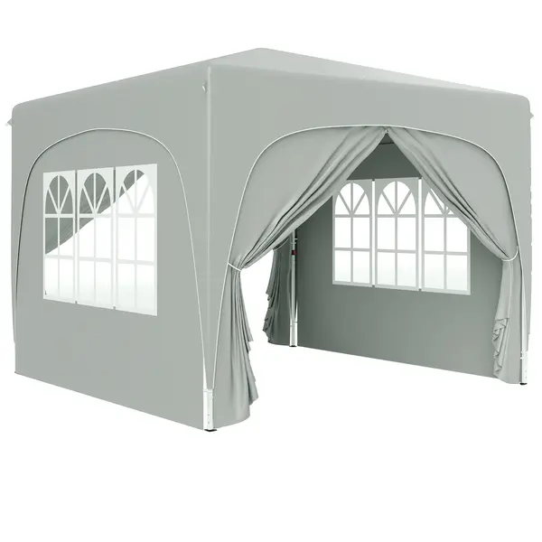 Outsunny Pavilion Pliabil cu Ferestre Laterale și Geantă de Transport, 300x300x273 cm, Gri Deschis | Aosom Romania