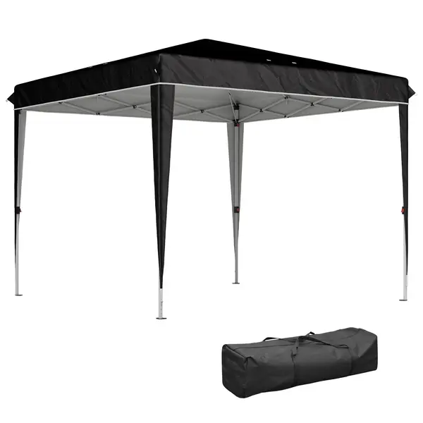 Outsunny Pavilion Pliabil cu Înălțime Reglabilă și Geantă de Transport, 300x300x273 cm, Negru | Aosom Romania