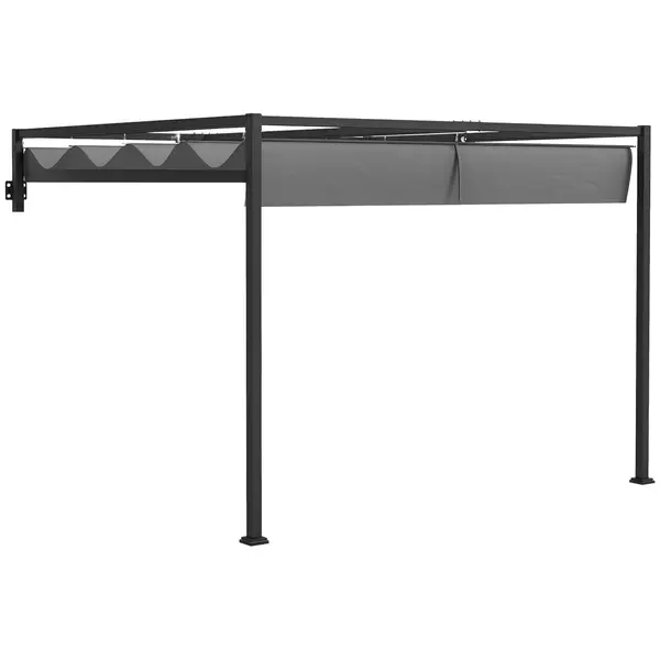 Outsunny Pergolă Grădină Înclinată cu Acoperiș Retractabil 297x397x220 cm Spațiu Relaxare Aer Liber Gri | Aosom Romania