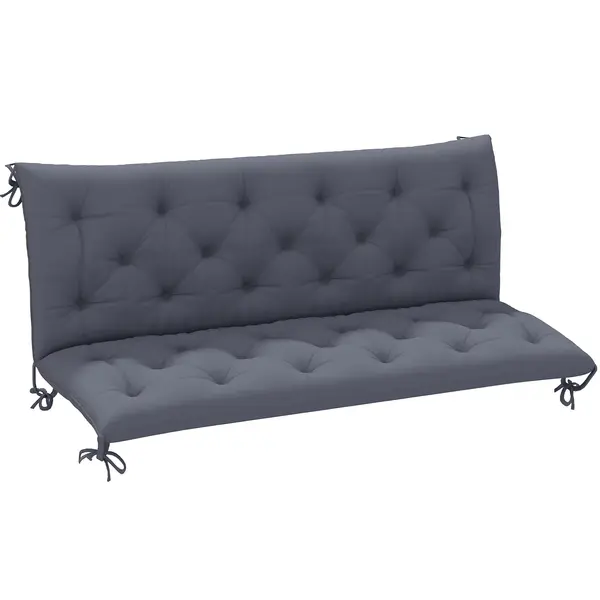 Outsunny Pernă de Grădină în Stil Modern Capitonat pentru Locuri de Ședere în Exterior cu 6 Curele, Pernă din Bumbac și Poliester, pentru Canapele și Balansoare, 150x98x8 cm, Gri Închis | Aosom Romania