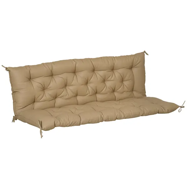 Outsunny Pernă matras pentru șezut și spătar pentru bancă de grădină balansoar canapea 3 locuri mare confort 150 x 98 x 8 cm kaki deschis | Aosom Romania