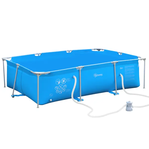 Outsunny Piscină Supraterană cu Filtru și Supapă din Oțel/PVC 292x190x75cm Albastru Perfectă pentru Adulți și Copii în Grădină | Aosom Romania