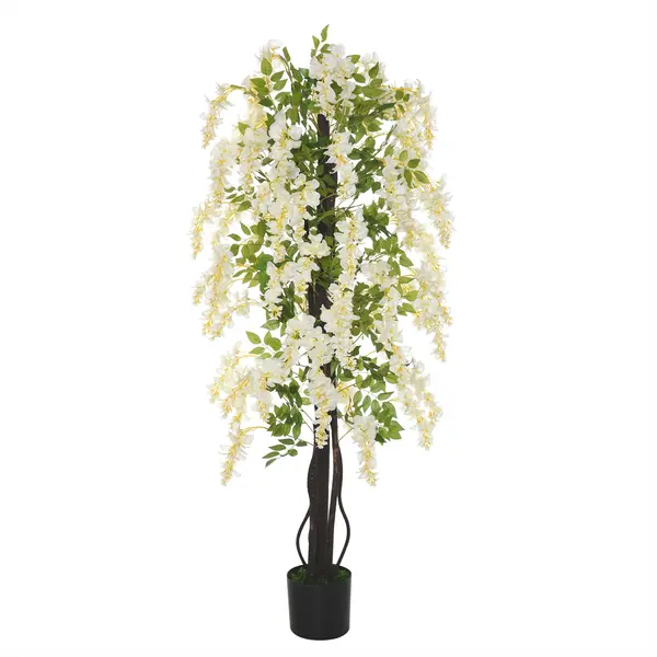 Outsunny Plante Artificiale Fără Întreținere, Perfect pentru Decorarea Casei, 165 cm, Alb | Aosom Romania