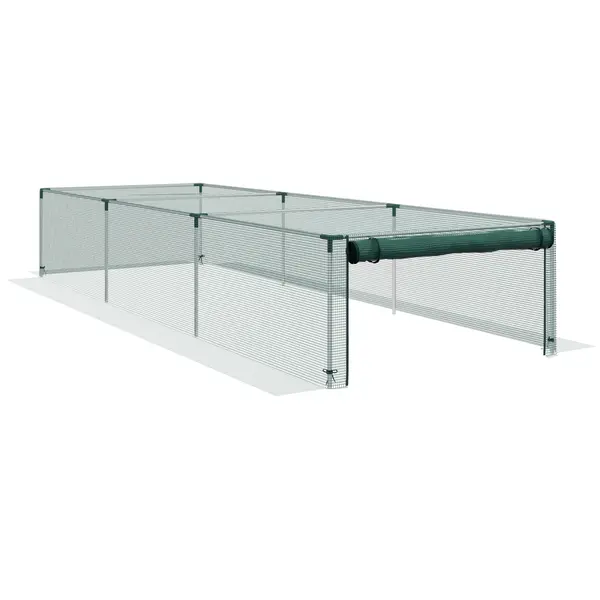 Outsunny Plasă de protecție pentru plante, protecție pentru legume, ușă cu fermoar, cadru din oțel, 125x125x62,5 cm, Grün/Silber | Aosom Romania