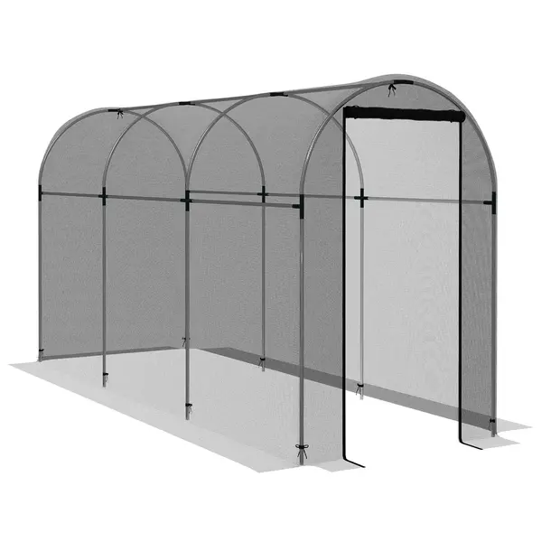 Outsunny Plasă protecție păsări, protecție plante, robustă, ușă cu fermoar, 120x360x188 cm, Negru/Argintiu | Aosom Romania