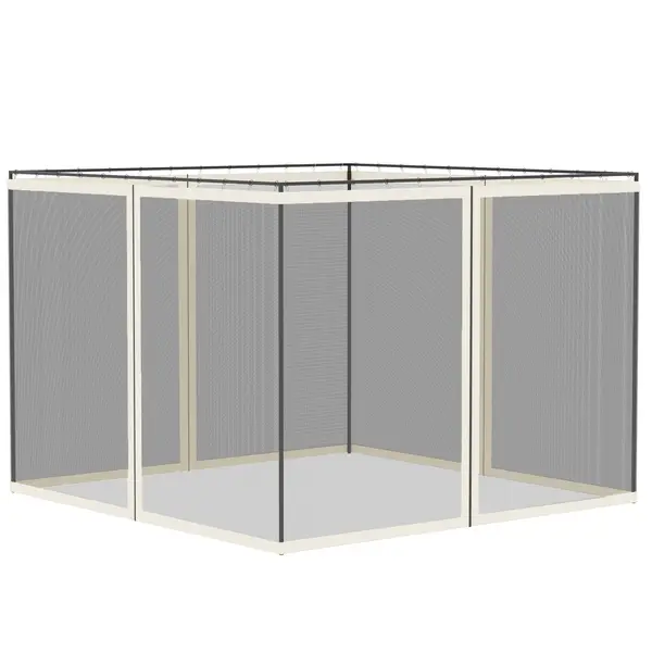 Outsunny Plase de țânțari pentru cort de grădină 3 x 3 m - set de 4 plase de țânțari cu fermoar + cârlige de prindere - poliester nylon | Aosom Romania