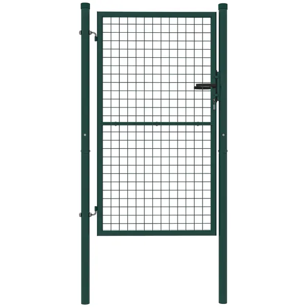 Outsunny Poartă de Grădină din Oțel 97x200 cm, Poartă cu Încuietoare, 3 Chei, Mâner și 2 Stâlpi | Aosom Romania