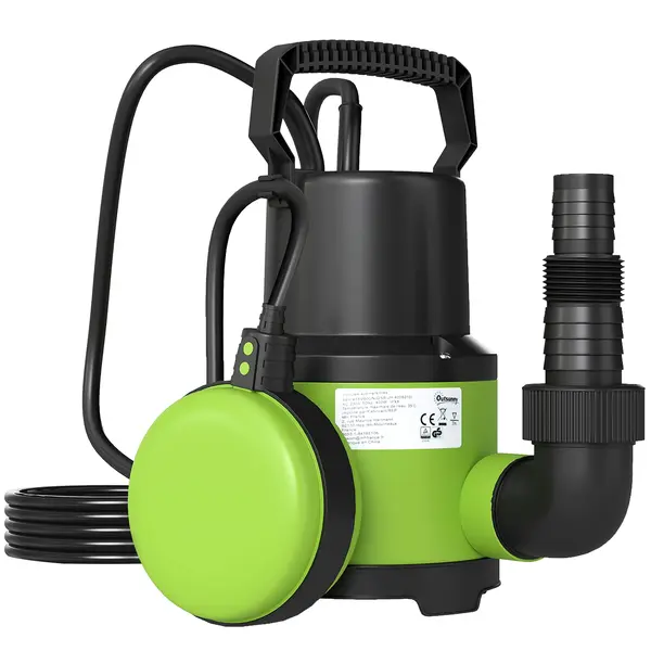 Outsunny Pompa de evacuare a apelor murdare/proaspete debit 9000L/h 400W adancime max. 15m intrerupator de plutire 16x14x27cm verde | Aosom Romania