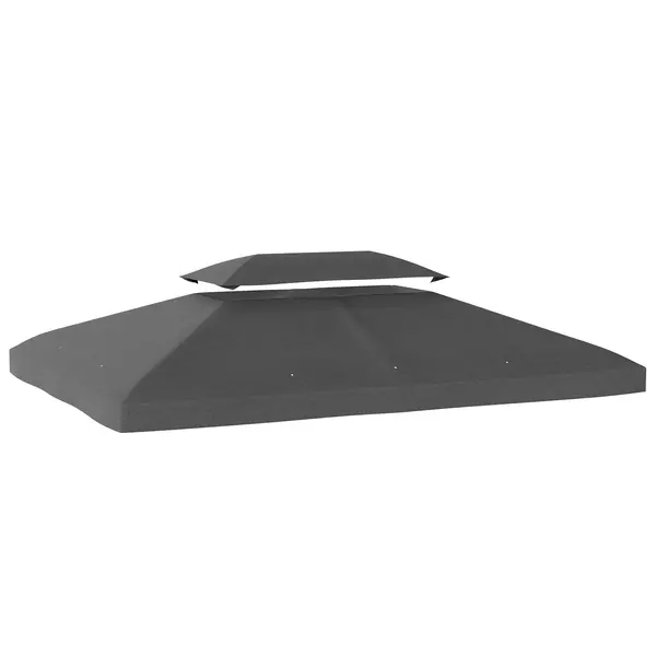Outsunny Prelată de schimb 4x3 m cu acoperiș dublu Orificii de scurgere și protecție UV Doar prelată NU include cadru Gri închis | Aosom Romania