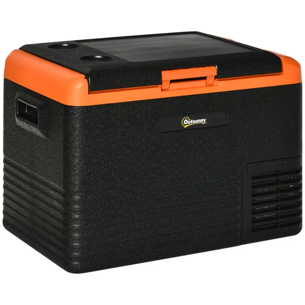 Outsunny Răcitor electric portabil 40L, frigider congelator cu mânere, 58,7L x 36,5l x 43,8Î cm portocaliu și negru | Aosom Romania