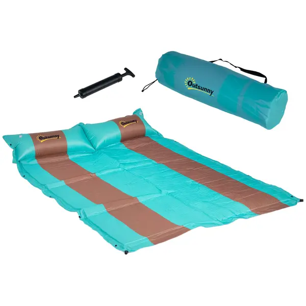 Outsunny Saltea de camping pentru 2 persoane autogonflabilă cu pernă și geantă de transport - Ultra ușoară pentru camping, drumeții | Aosom Romania