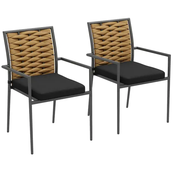Outsunny scaune de grădină, scaune de exterior și terasă, rezistente la intemperii, design modern, 57x58x87 cm | Aosom Romania