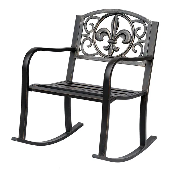 Outsunny Sdraio a dondolo da giardino poltrona antico relax metallo bronzo 60 x 73 x 85cm