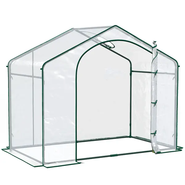 Outsunny Sera Cabina Portabila 6' x 3' x 6', Folie PE, Sera de Gradina cu Cadru de Otel, Usa cu Fermoar, Aerisire Superioara, pentru Flori, Legume, Puieti, Plante Tropicale, Verde | Aosom Romania