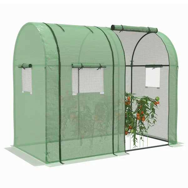 Outsunny Sera de grădină 1,8 m² dim. 1,85L x 0,9l x 1,5H m 2 Uși cu fermoar rulante 4 Ferestre rulante Oțel PE Verde | Aosom Romania