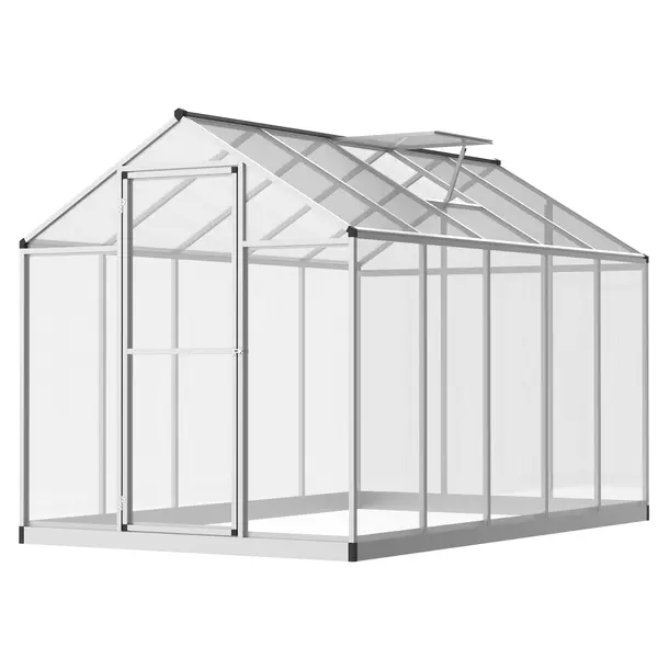 Outsunny Seră de Grădină 3 x 2 m Aluminiu Policarbonat 5,5 m² Fundație Fereastră locket | Aosom Romania