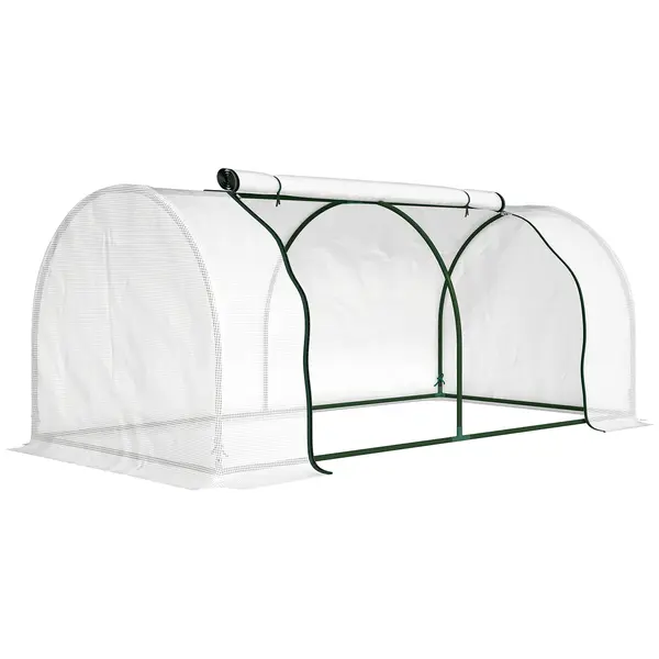 Outsunny Seră de Grădină cu Ferestre Rulabile, Husă Plastic Anti-UV, 200 x 100 x 80 cm, Alb | Aosom Romania
