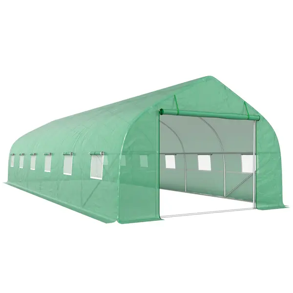 Outsunny Sera gradina, tip tunel, sera pentru plante, legume, fructe si structura din otel, Verde | Aosom Romania