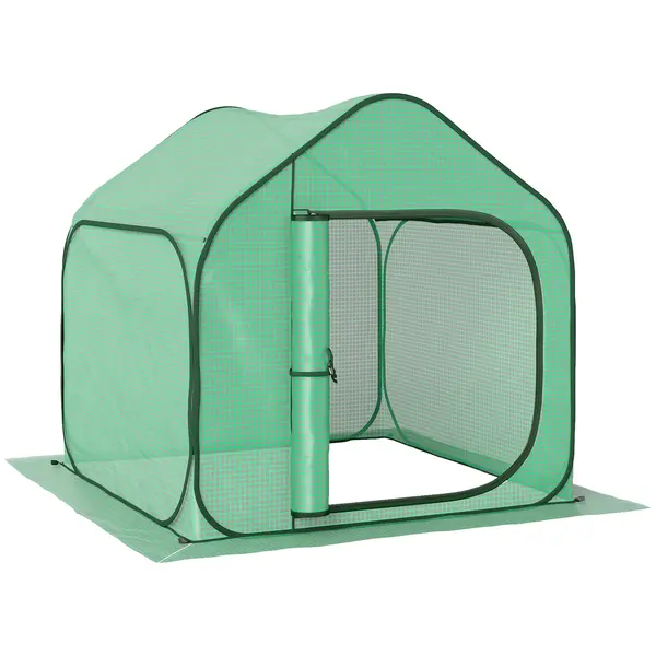 Outsunny Seră pentru Grădină cu Intrare cu Fermoar din Oțel și PE, 150x148x148 cm, Verde | Aosom Romania