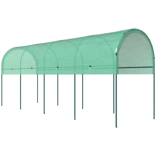 Outsunny Seră rezistentă la iarnă, seră din folie cu acoperiș arcuit, ancore pentru sol, seră 400 x 120 x 170cm verde | Aosom Romania
