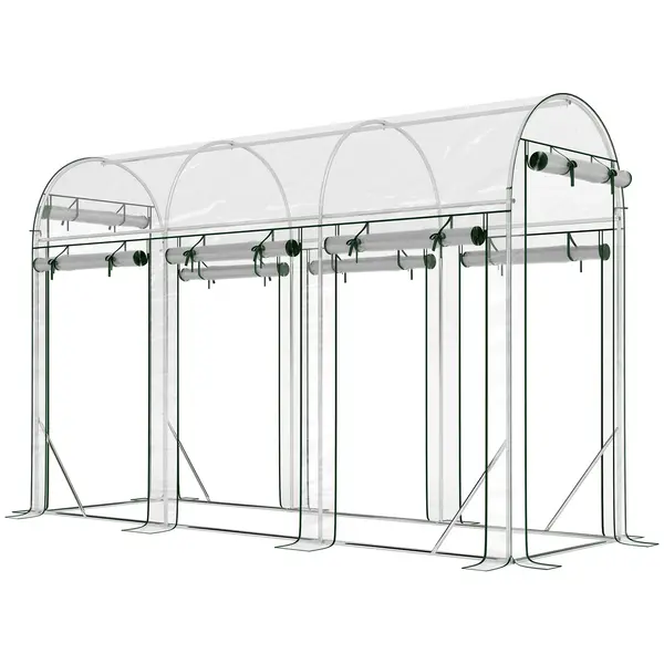 Outsunny Seră tip tunel pentru grădină 3 m², seră de grădină, cadru din oțel galvanizat, 8 uși rulante, 295x100x197cm, transparent | Aosom Romania