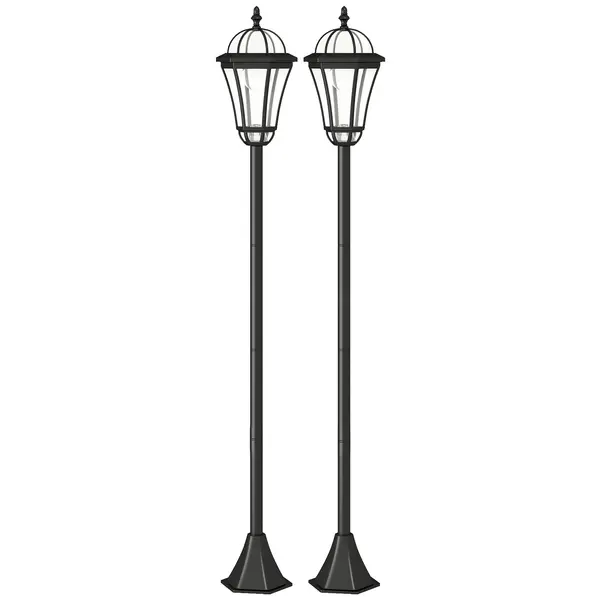 Outsunny Set 2 Lampi Solare de Gradina, Lumini de Exterior Solare cu 2 LED, Aprindere Automata si Durata 6 Ore, Negru | Aosom Romania