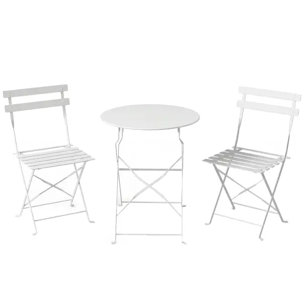 Outsunny Set Bistro Pliabil pentru Exterior cu Masă și 2 Scaune, Alb | Aosom Romania