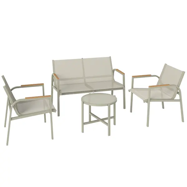 Outsunny Set Canapea de Exterior cu 2 Fotolii, Verde | Aosom Romania