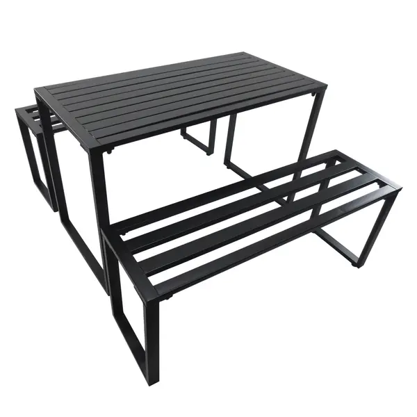 Outsunny Set da Picnic/Giardino/BarbecueTavolo con Panche in Metallo Nero