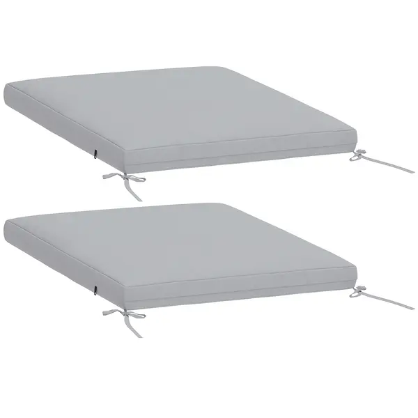 Outsunny Set de 2 perne pentru scaune de grădină, perne rotunde 50 x 50 cm, spumă cu densitate înaltă, antiderapante 50x50 cm gri | Aosom Romania
