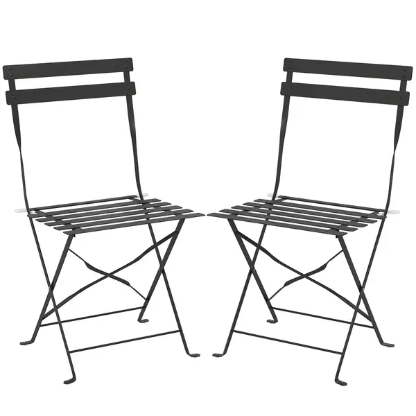 Outsunny Set de 2 Scaune de Grădină Pliabile cu Șezut cu Lamele | Aosom Romania