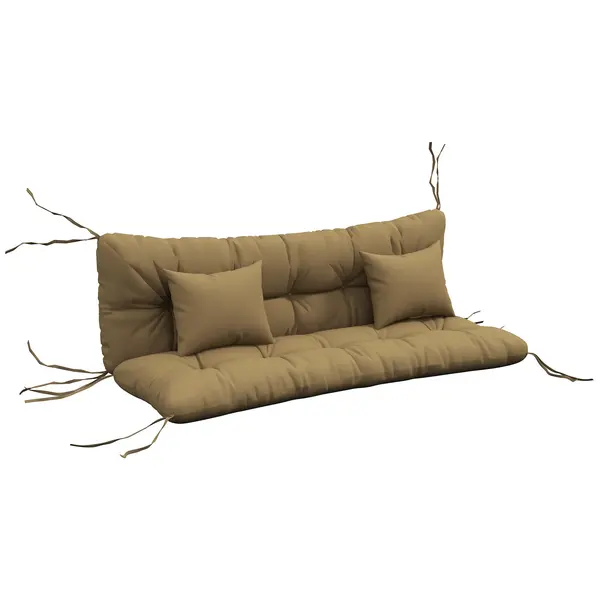 Outsunny Set de 4 perne de șezut, 150x50 cm repelent la apă perne de scaun cu benzi de prindere, 10 cm grosime bronz | Aosom Romania