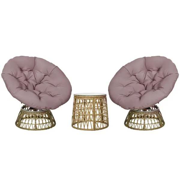 Outsunny Set de bistro pentru balcon, set de terasă, set rezistent la intemperii, perne detașabile, 85 cm x 70 cm x 82 cm, Natural + Maro deschis | Aosom Romania