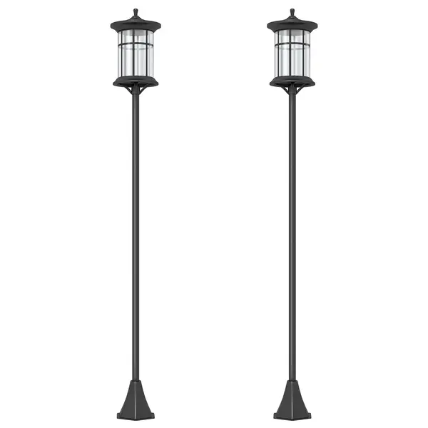 Outsunny Set de două lampioane solare tradiționale de 1,8m - Negru | Aosom Romania