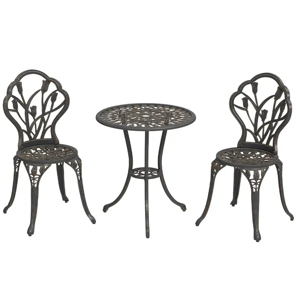 Outsunny Set de Gradina 3 Piese din Aluminiu cu 2 Scaune | Aosom Romania