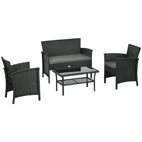Outsunny Set de Mobila de Gradina din Ratan PE cu Canapea | Aosom Romania