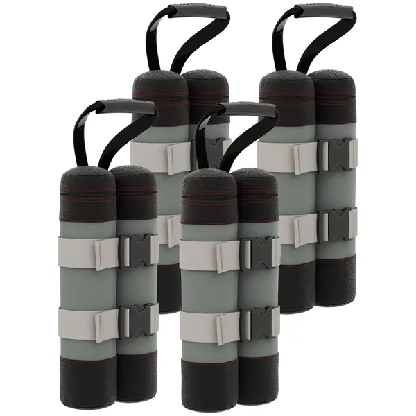Outsunny Set de saci pentru pavilioane, 4 bucăți, 48 kg, fără nisip, cu curele de fixare, rezistent la intemperii, Negru | Aosom Romania