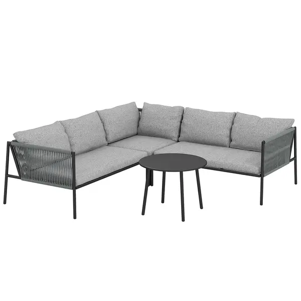Outsunny Set Grădină Modular 5 Locuri Gri Închis | Aosom Romania