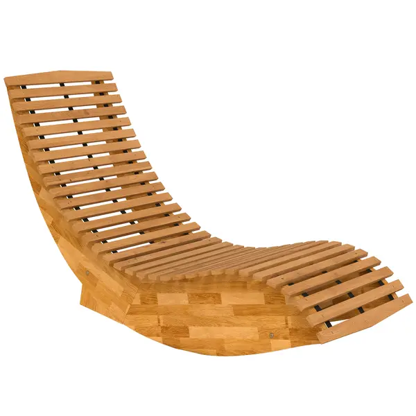 Outsunny Șezlong din lemn de acacia pliabil, ergonomic, șezlong de grădină cu formă în S și design cu lamele 60 x 156 x 77 cm | Aosom Romania